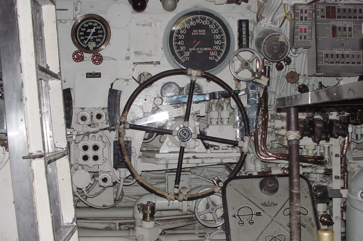 Control room - the bow and stern plane controls